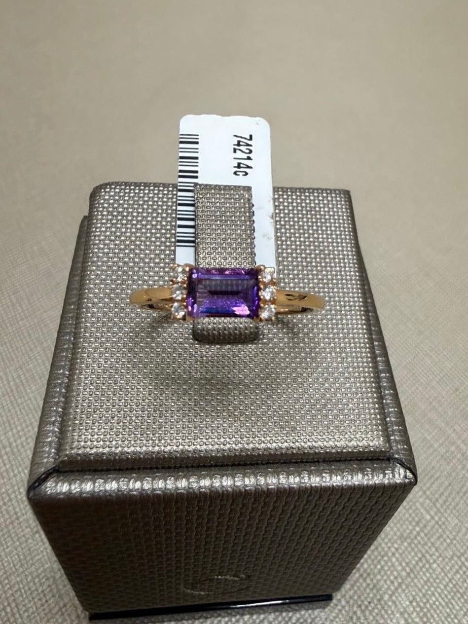 ANILLO EN ORO ROSA DE 18K AMATISTA Y DIAMANTES