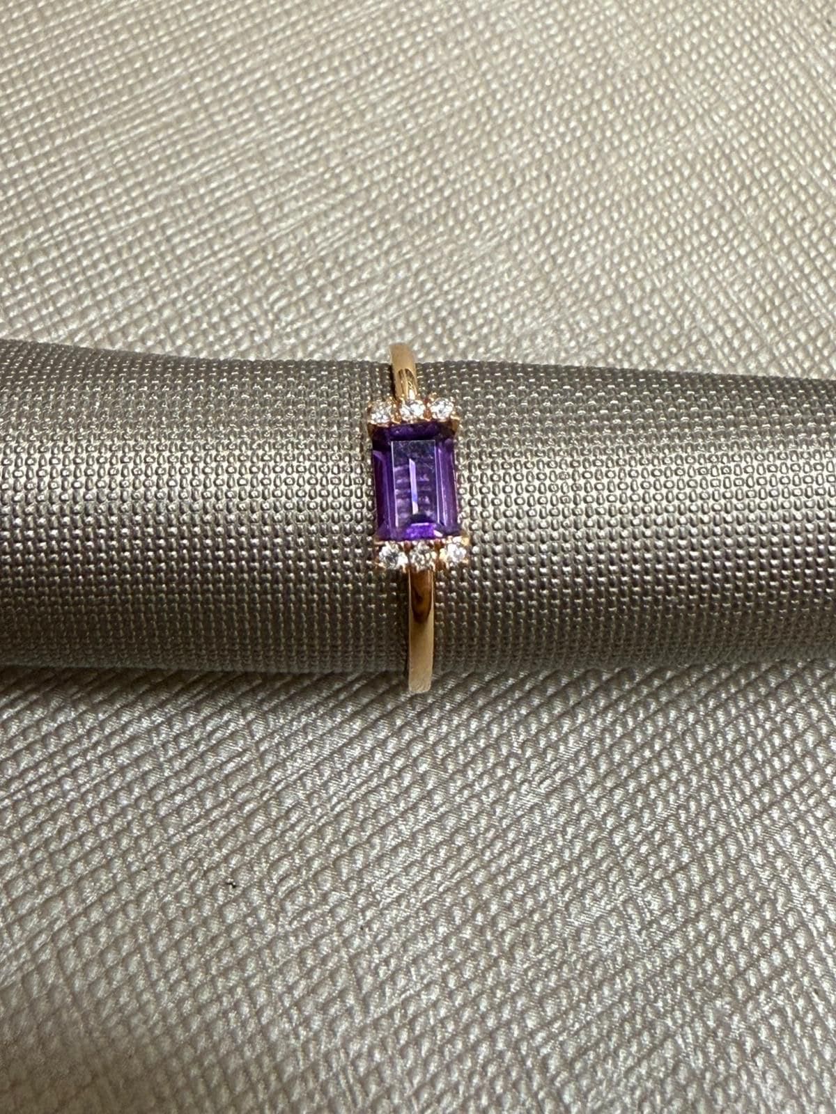 ANILLO EN ORO ROSA DE 18K AMATISTA Y DIAMANTES