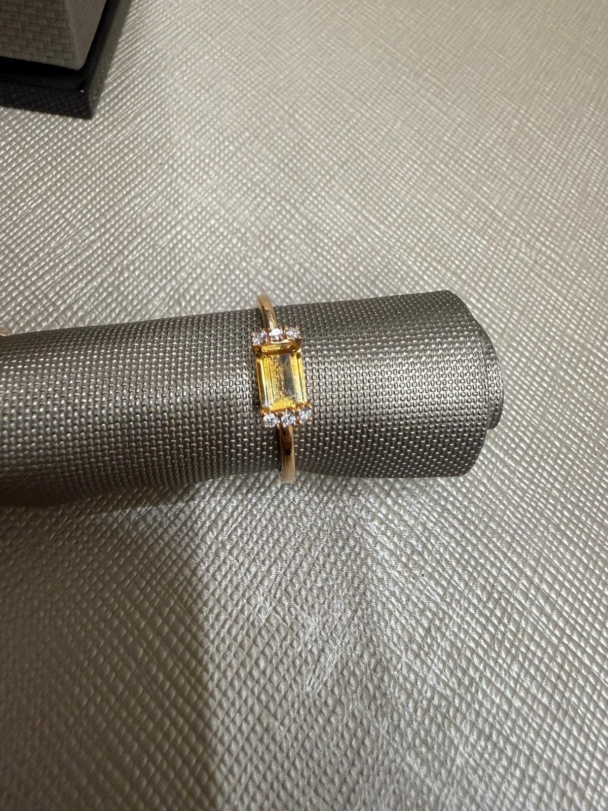 ANILLO EN ORO ROSA DE 18K CITRINO Y DIAMANTES